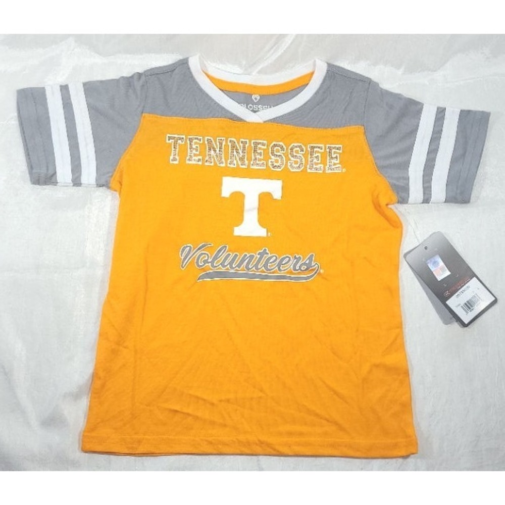 Colosseum YOUTH Girl's Tennessee Volunteers V-Neck Tee w/ Rhinestones - S (6/6X)
